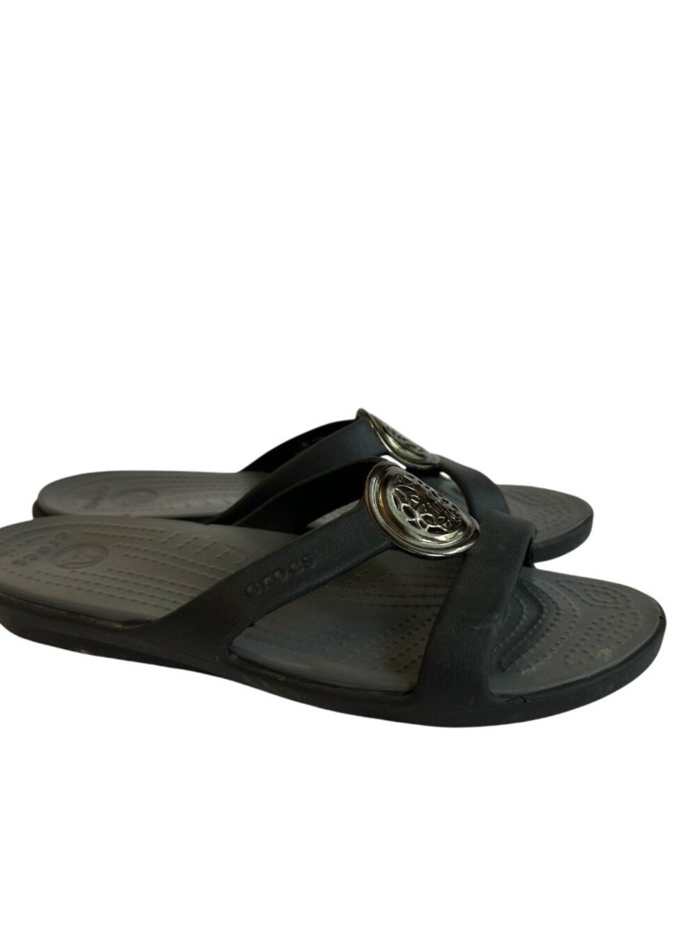 Crocs Sanrah Medallion Ring Sandals Brown Gold Travel Resort Comfort Size 9